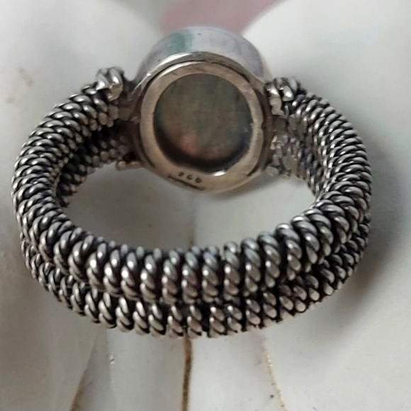 Labradorite Oxidized Rope Ring, High Quality 925 Silver - Picture 6 of 9